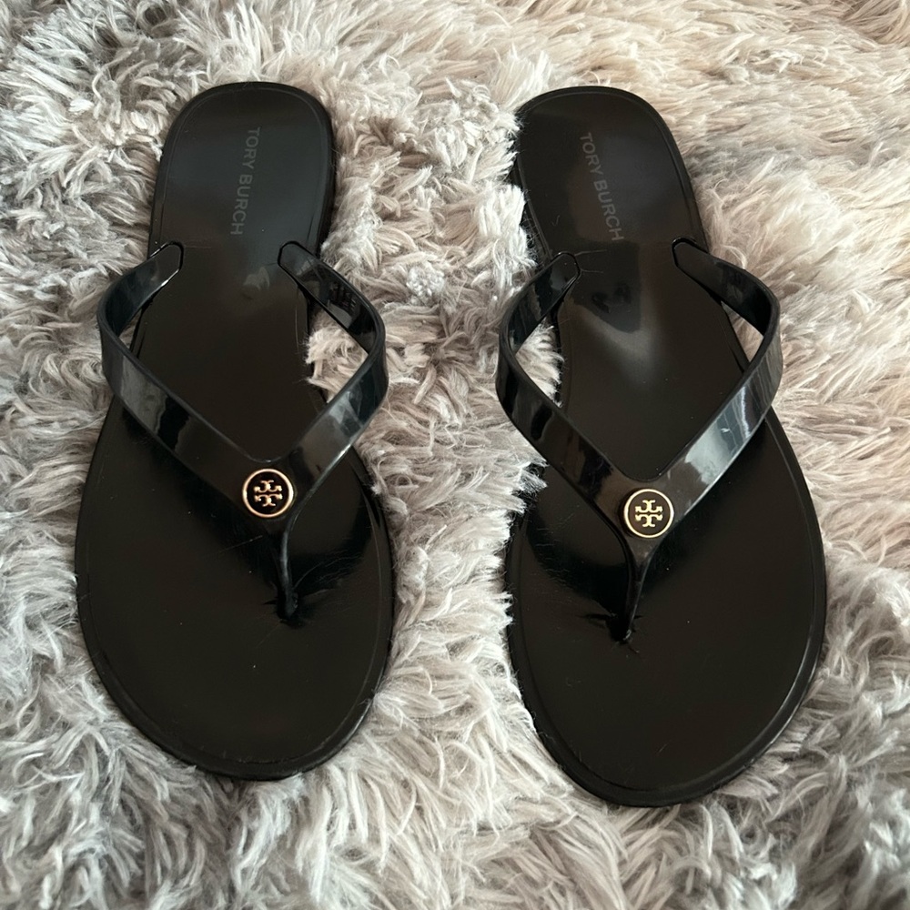 Tory Burch Glossy Black Sandals